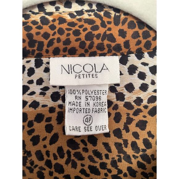 Vintage Nicola Petites 4P Cheetah Leopard Print Women's Button Up Shirt - Picture 7 of 9